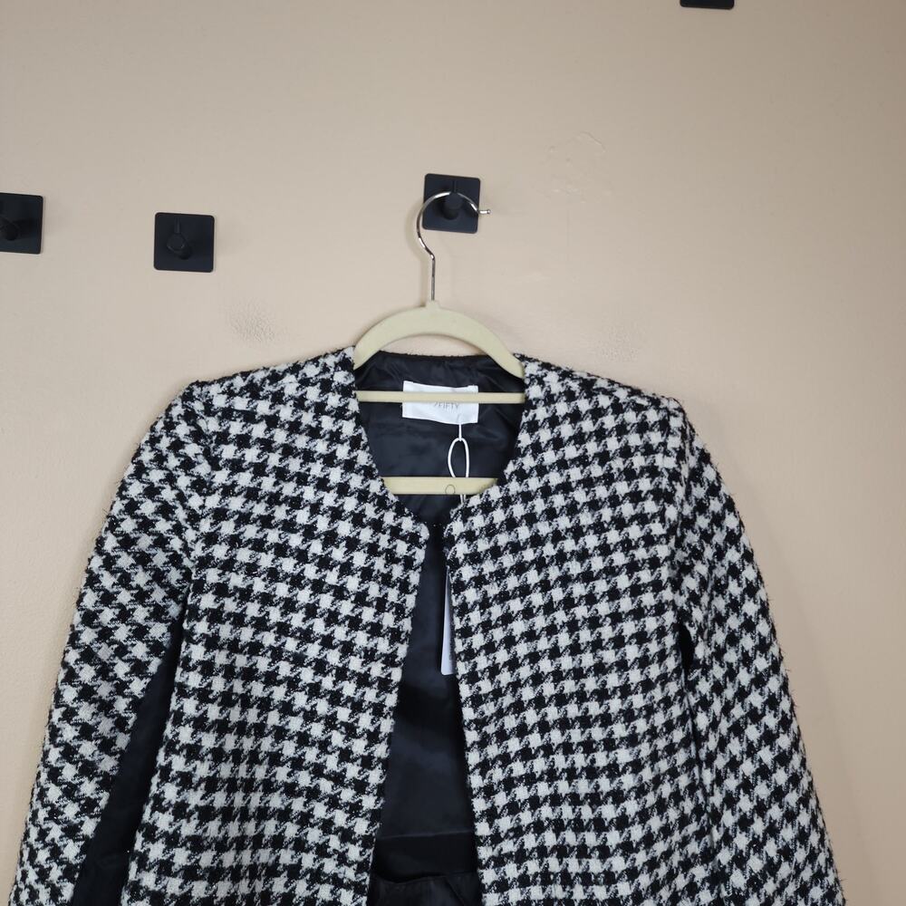 Six/Fifty Miranda Houndstooth Cape Blazer in Black and White Size S - Picture 2 of 9